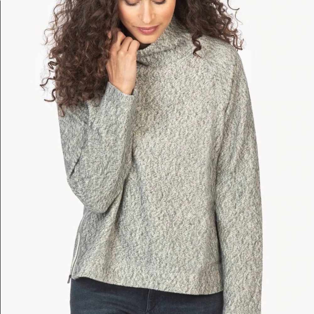 Lilla P Brushed Cotton Marl Zip Side Pullover M